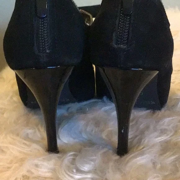 White House Black Market Black Open Toe Dress Shoes Size 6 - Picture 5 of 7